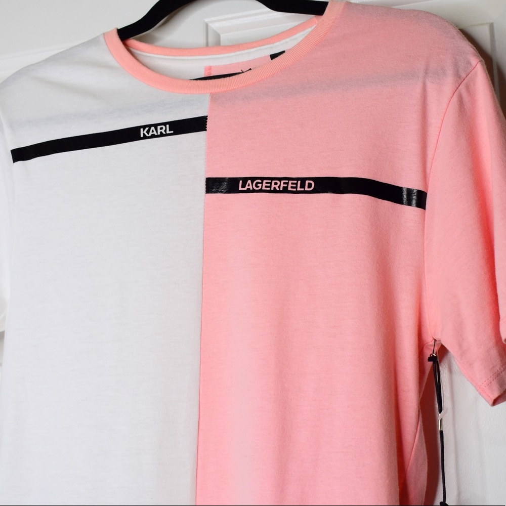 Karl Lagerfeld Pink/White colorblock Tshirt